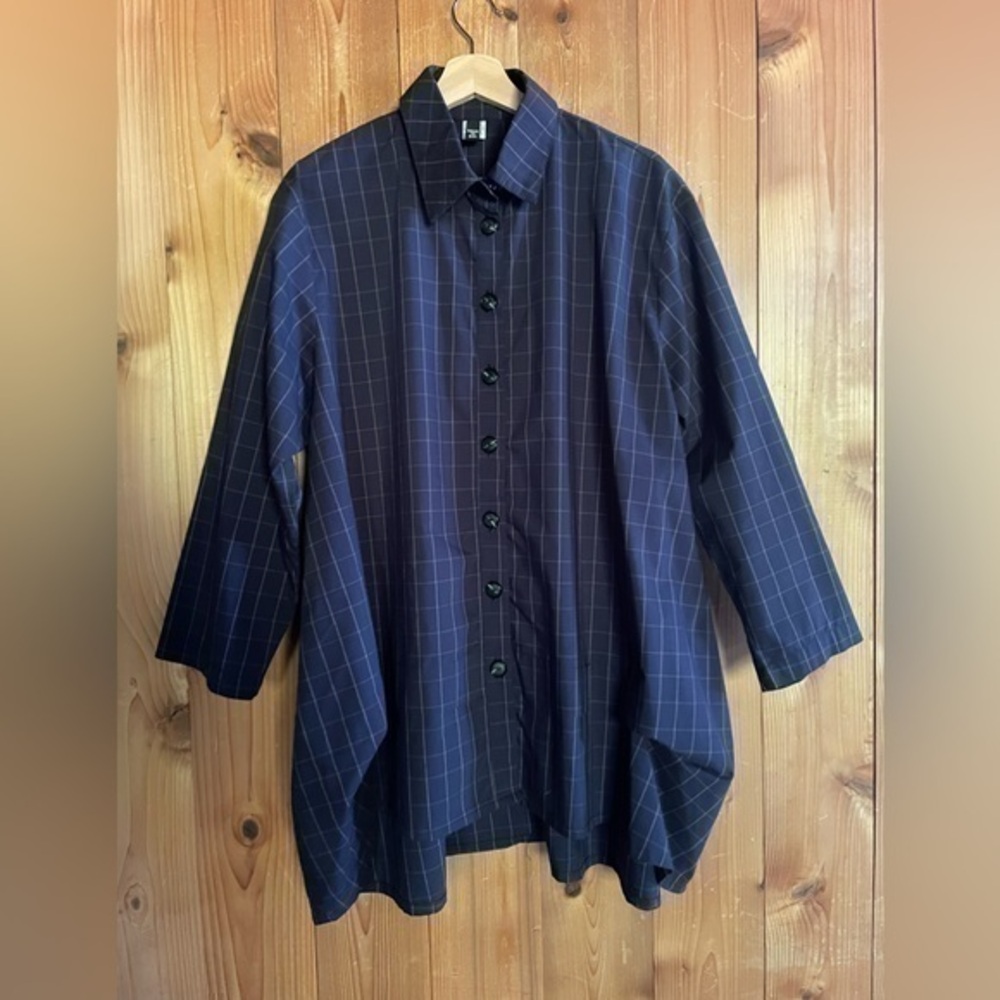 Dress to Kill Shirt Boxy Plaid Button Down R Shirt Blouse Lagenlook OS
